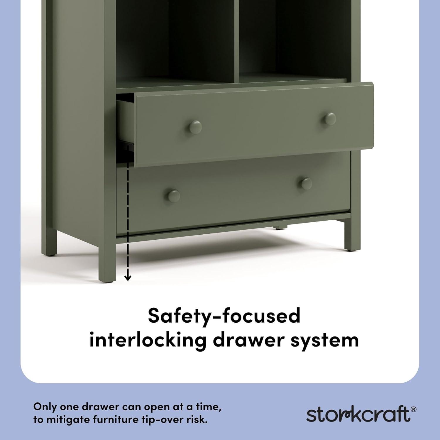 imageStorkcraft Alpine 6Drawer Dresser Driftwood  GREENGUARD Gold Certified Brown Dresser for Bedroom Kids ampamp Nursery Storage Drawers Safety Interlocking Drawers PreInstalled Tracks Kids BedroomOlive