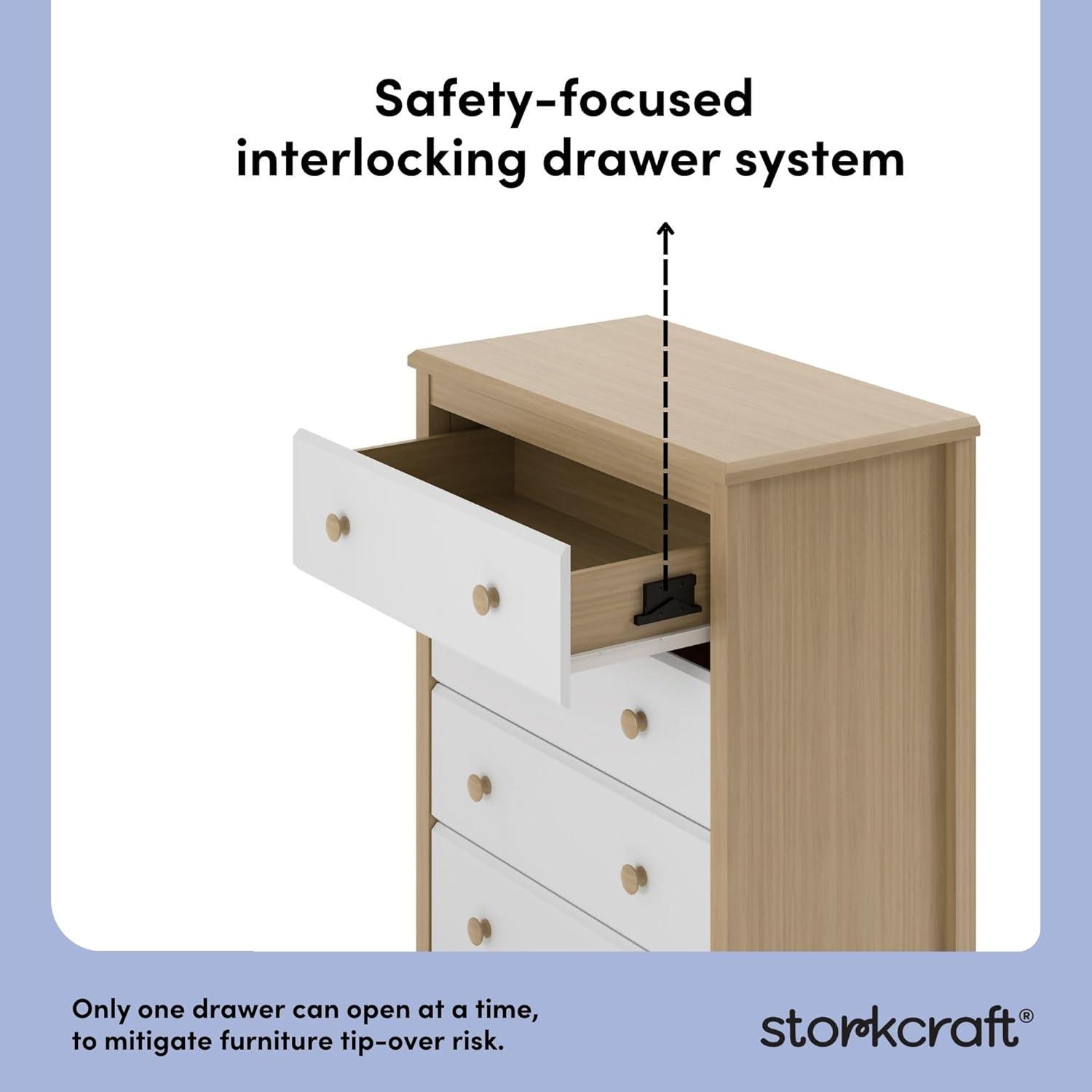 imageStorkcraft Alpine 6Drawer Dresser Driftwood  GREENGUARD Gold Certified Brown Dresser for Bedroom Kids ampamp Nursery Storage Drawers Safety Interlocking Drawers PreInstalled Tracks Kids BedroomDriftwood With White