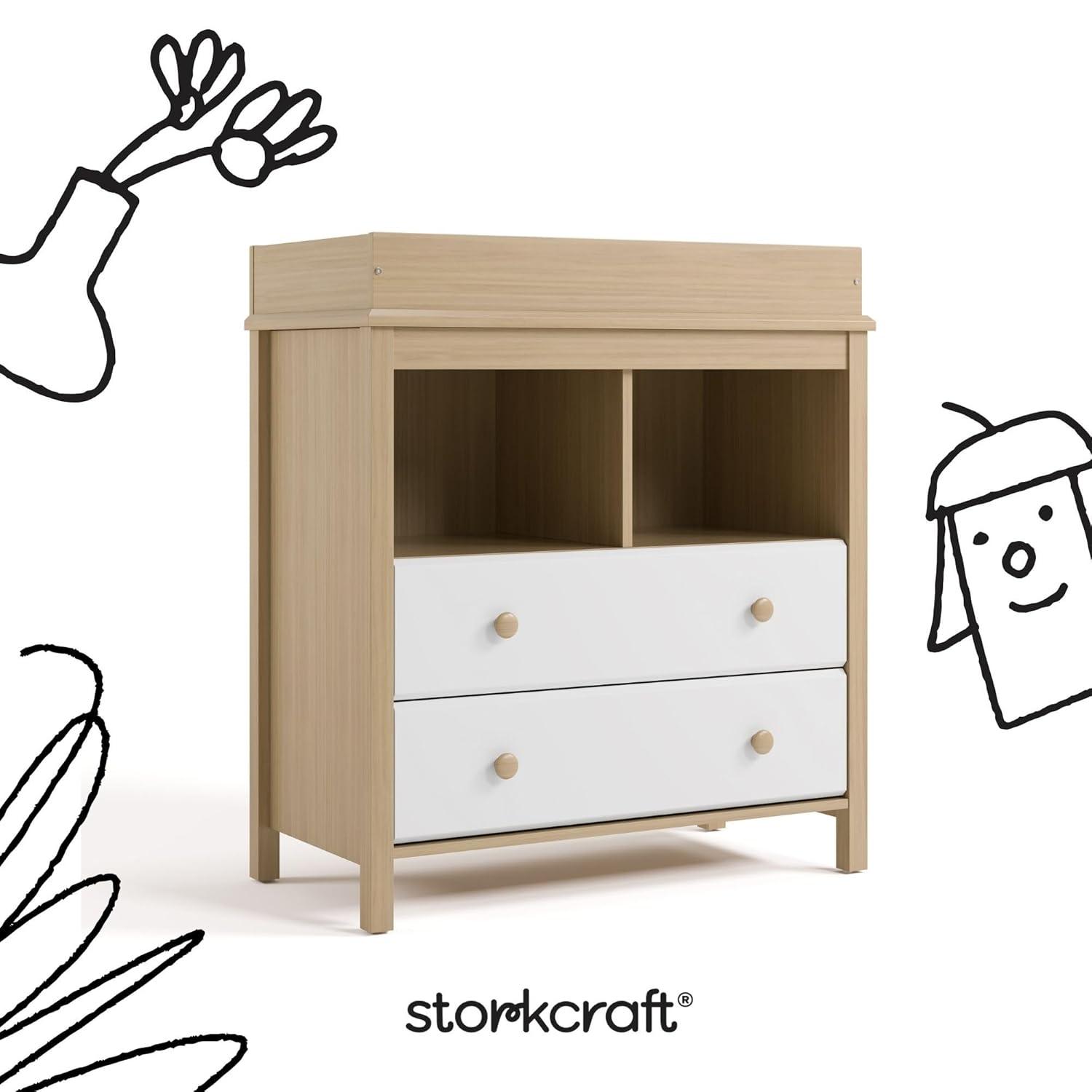 imageStorkcraft Alpine 6Drawer Dresser Driftwood GREENGUARD Gold Certified Brown Dresser for Bedroom Kids ampamp Nursery Storage Drawers Safety Interlocking Drawers PreInstalled Tracks Kids BedroomWhite With Driftwood